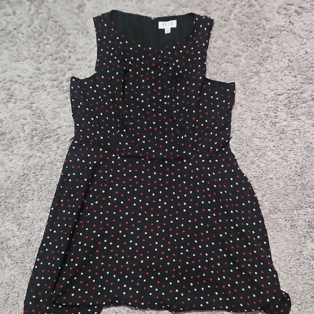 Elle Black Dress with Red and White Polka Dots
